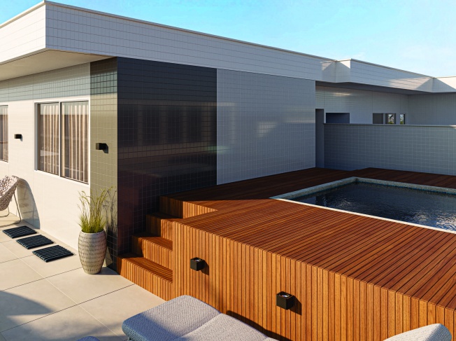 Piscina da cobertura linear