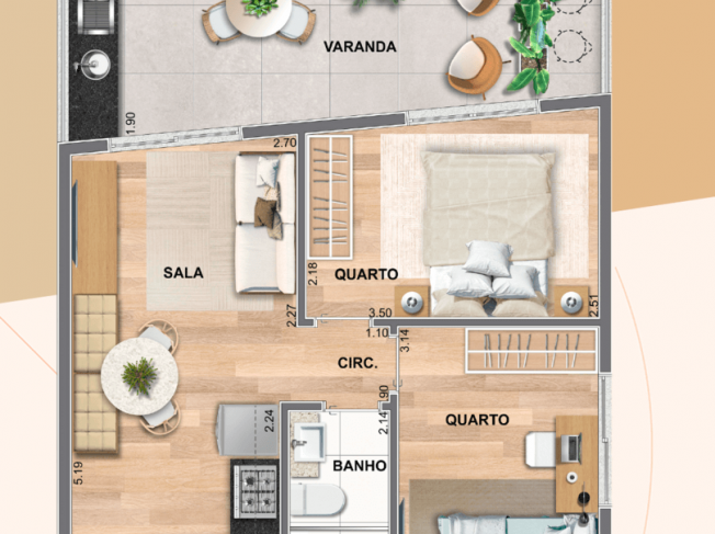 2 quartos com varanda